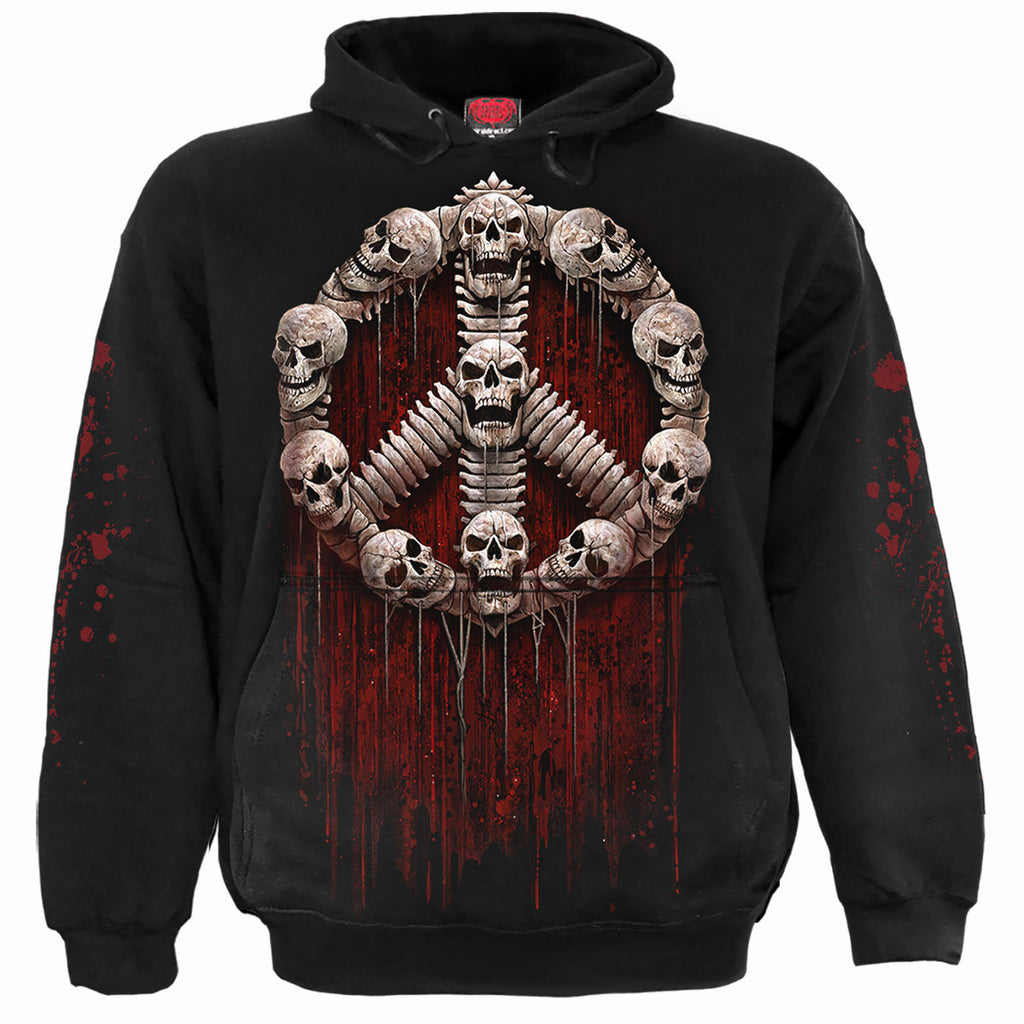 Spiral Unisex Pullover Hoodie: War Kills (Black) (Back & Sleeve Print)