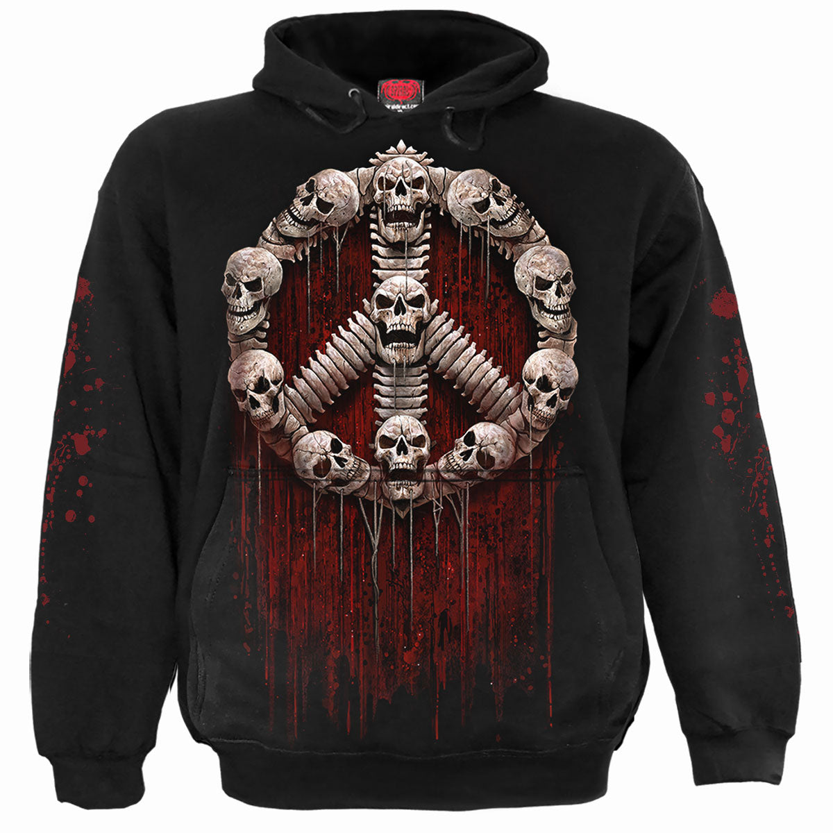 Spiral Unisex Pullover Hoodie: War Kills (Black) (Back & Sleeve Print)