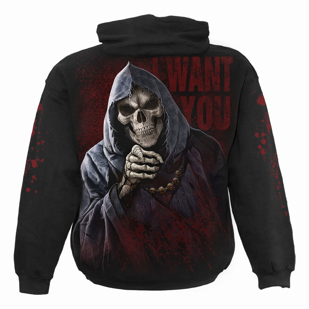 Spiral Unisex Pullover Hoodie: War Kills (Black) (Back & Sleeve Print)