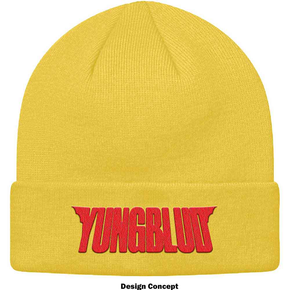 Yungblud Unisex Beanie Hat: Red Logo (Yellow)