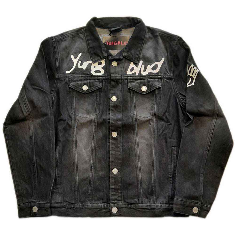 Yungblud Unisex Denim Jacket: Be Fooking Happy (Black Denim) (Back & Sleeve Print)