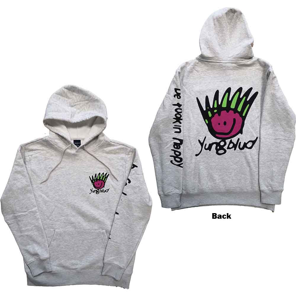 Yungblud Unisex Pullover Hoodie: Face (Off White) (Back Print)