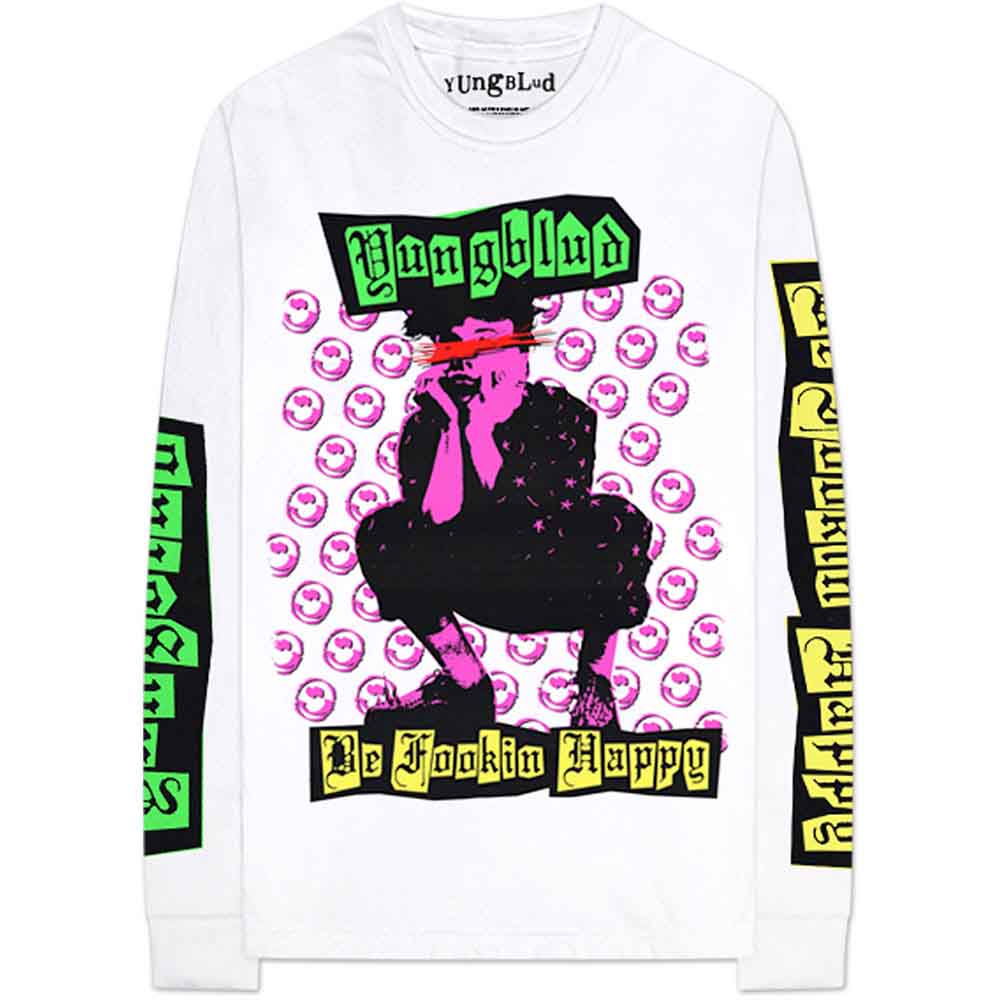 Yungblud Unisex Long Sleeve T-Shirt: Punker (White) (Back & Sleeve Print)