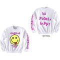 Yungblud Unisex Sweatshirt: Raver Smile (White) (Back & Sleeve Print)