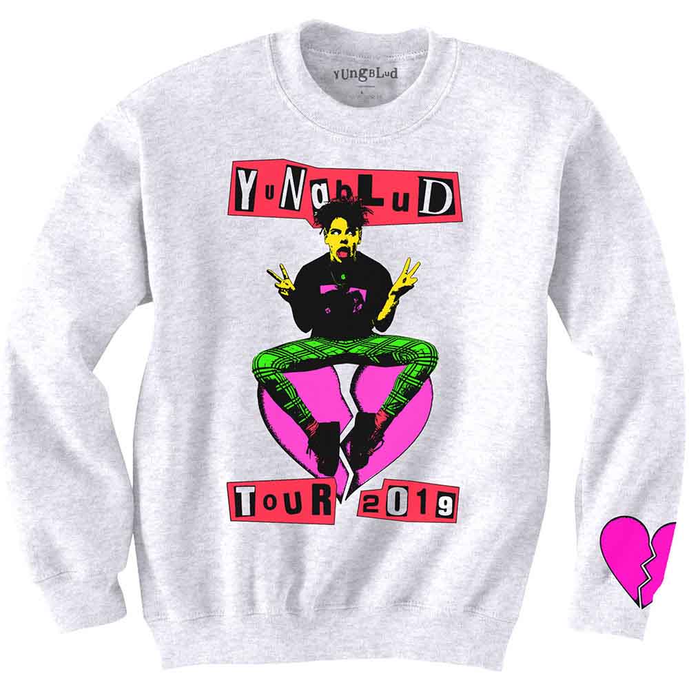 Yungblud Unisex Sweatshirt: Tour (White) (Back & Sleeve Print)