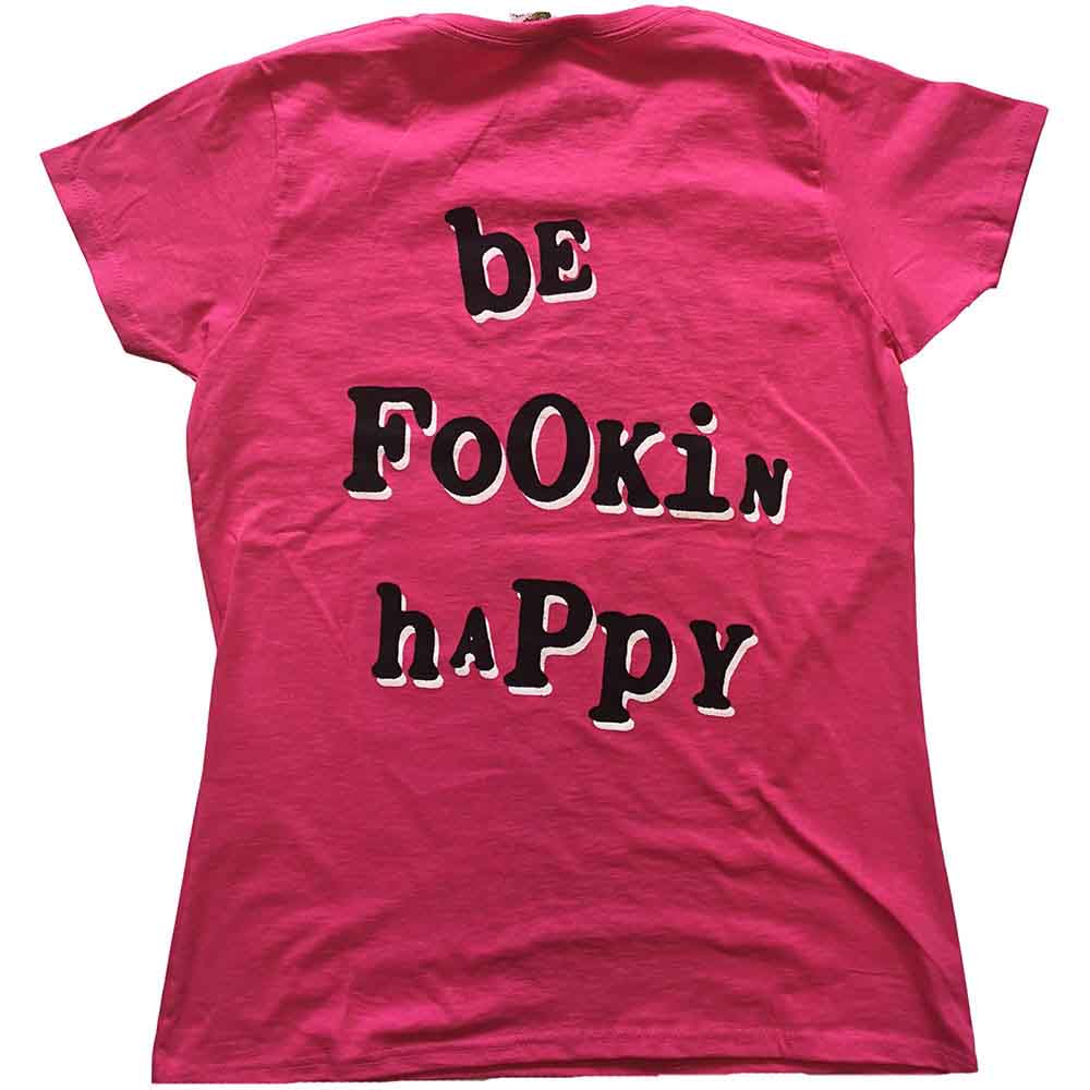 Yungblud Ladies T-Shirt: Raver Smile (Pink) (Back Print)