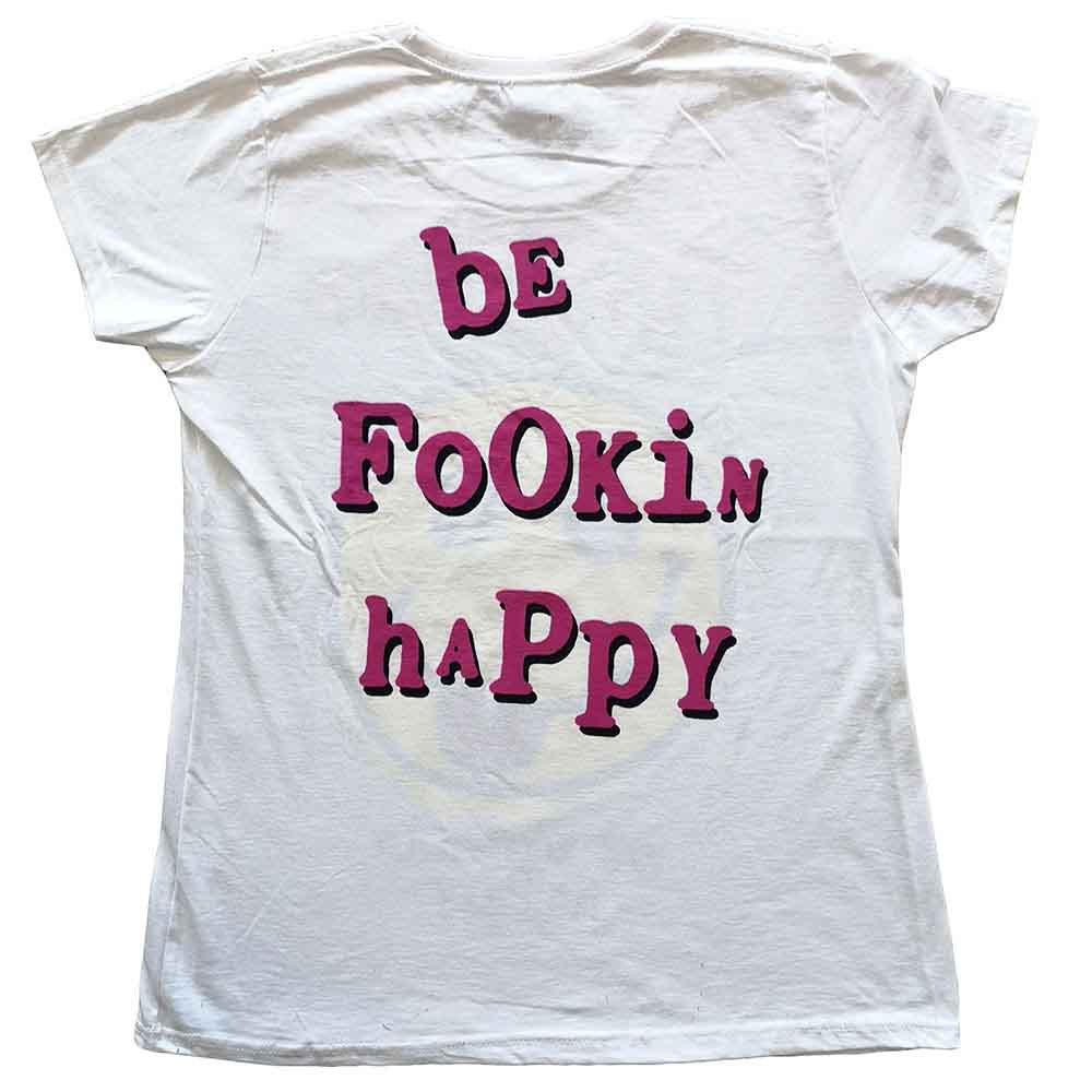 Yungblud Ladies T-Shirt: Raver Smile (White) (Back Print)