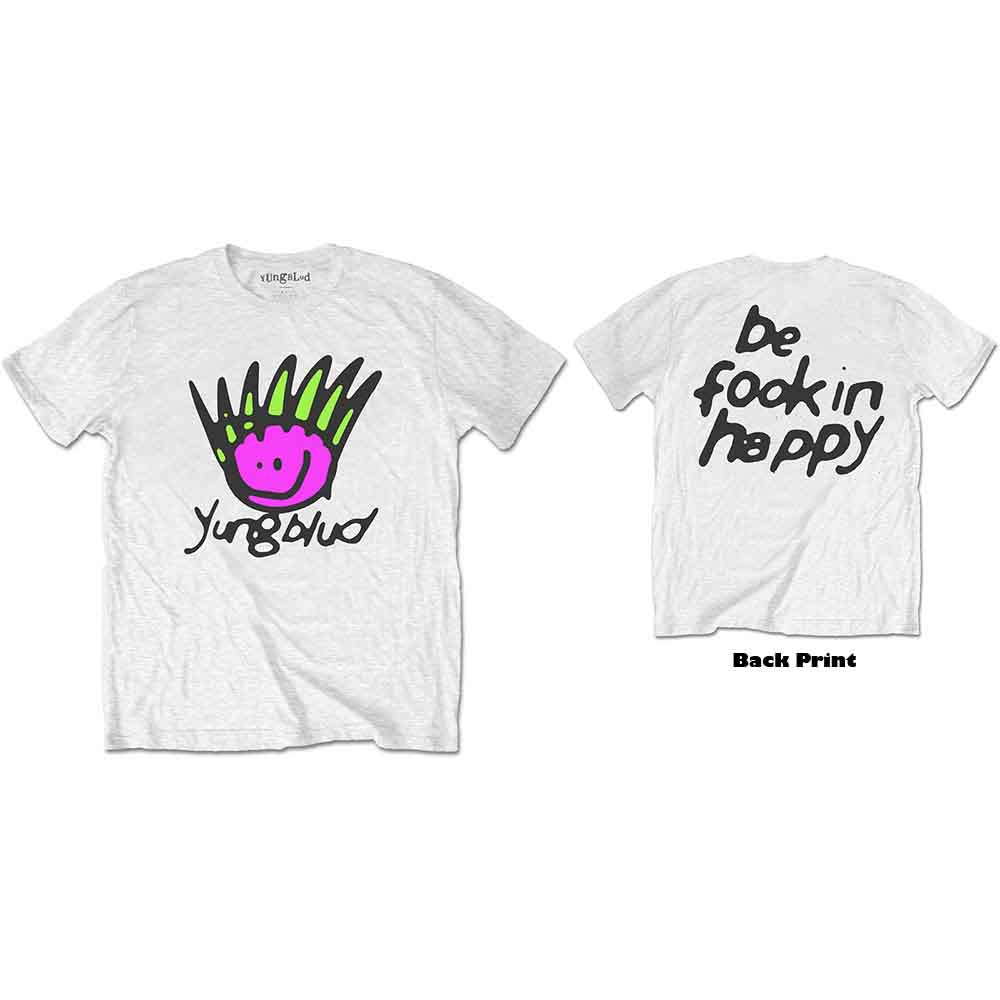 Yungblud Unisex T-Shirt: Face (White) (Back Print)