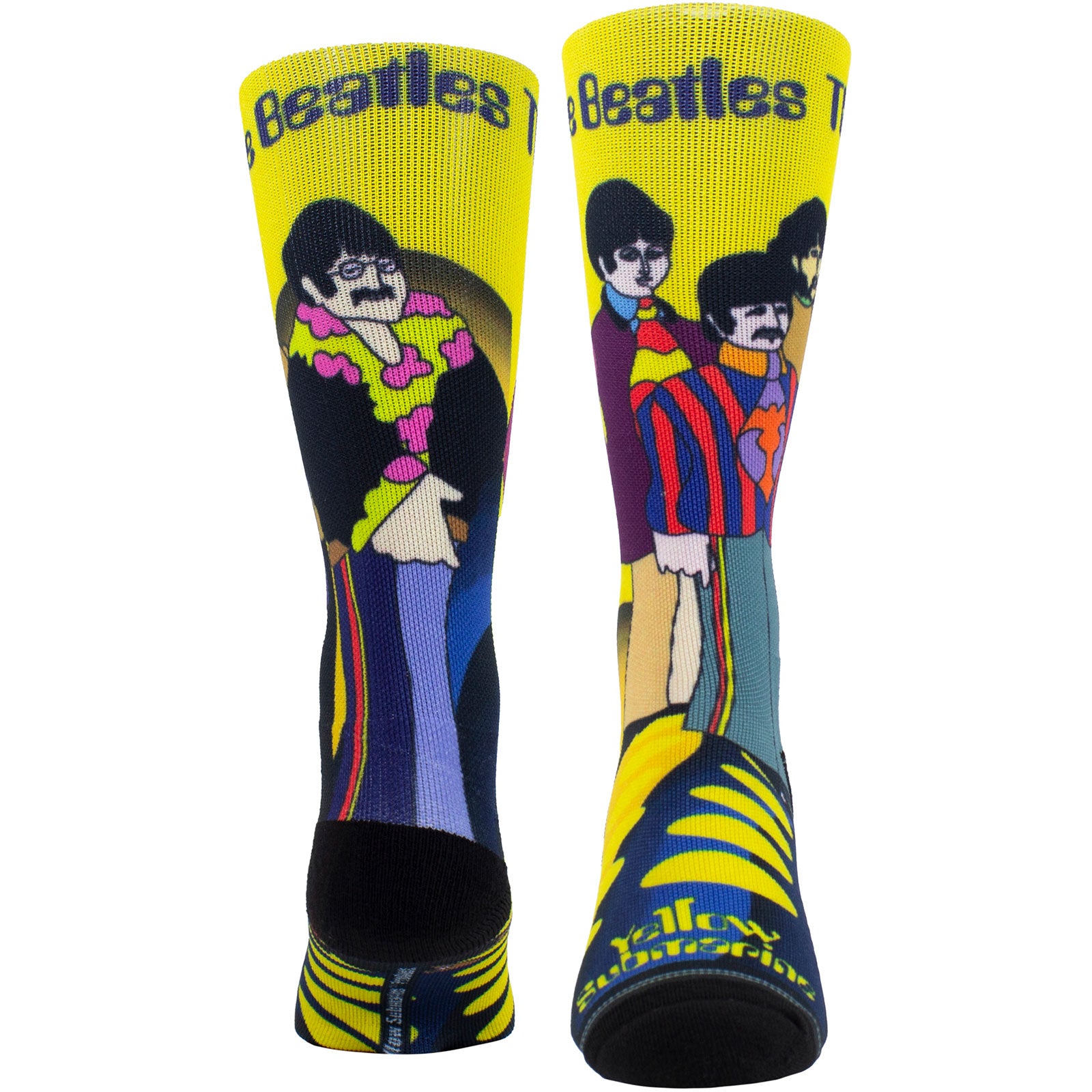 The Beatles Unisex Crew Socks: Yellow Submarine Band Sublimation (Black)  (UK Size 6.5 - 11)