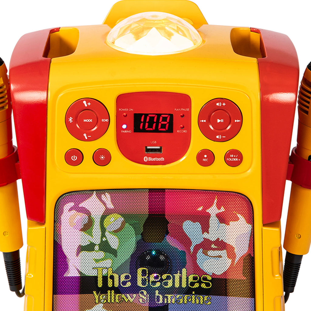 The Beatles Karaoke Speaker with Lightshow & 2 Microphones: Yellow Submarine Faces