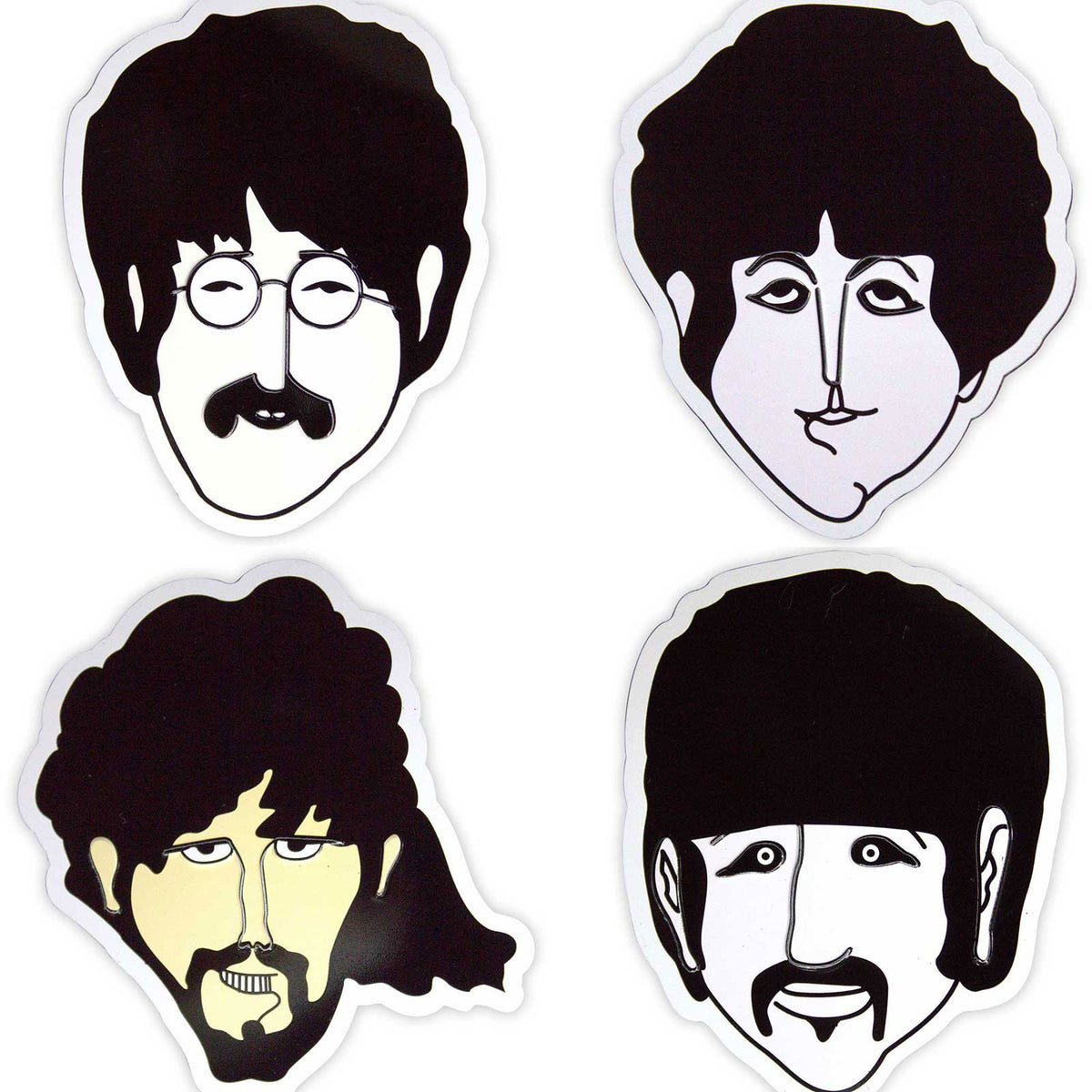 The Beatles Epoxy Magnet Set: Yellow Submarine Heads Embossed