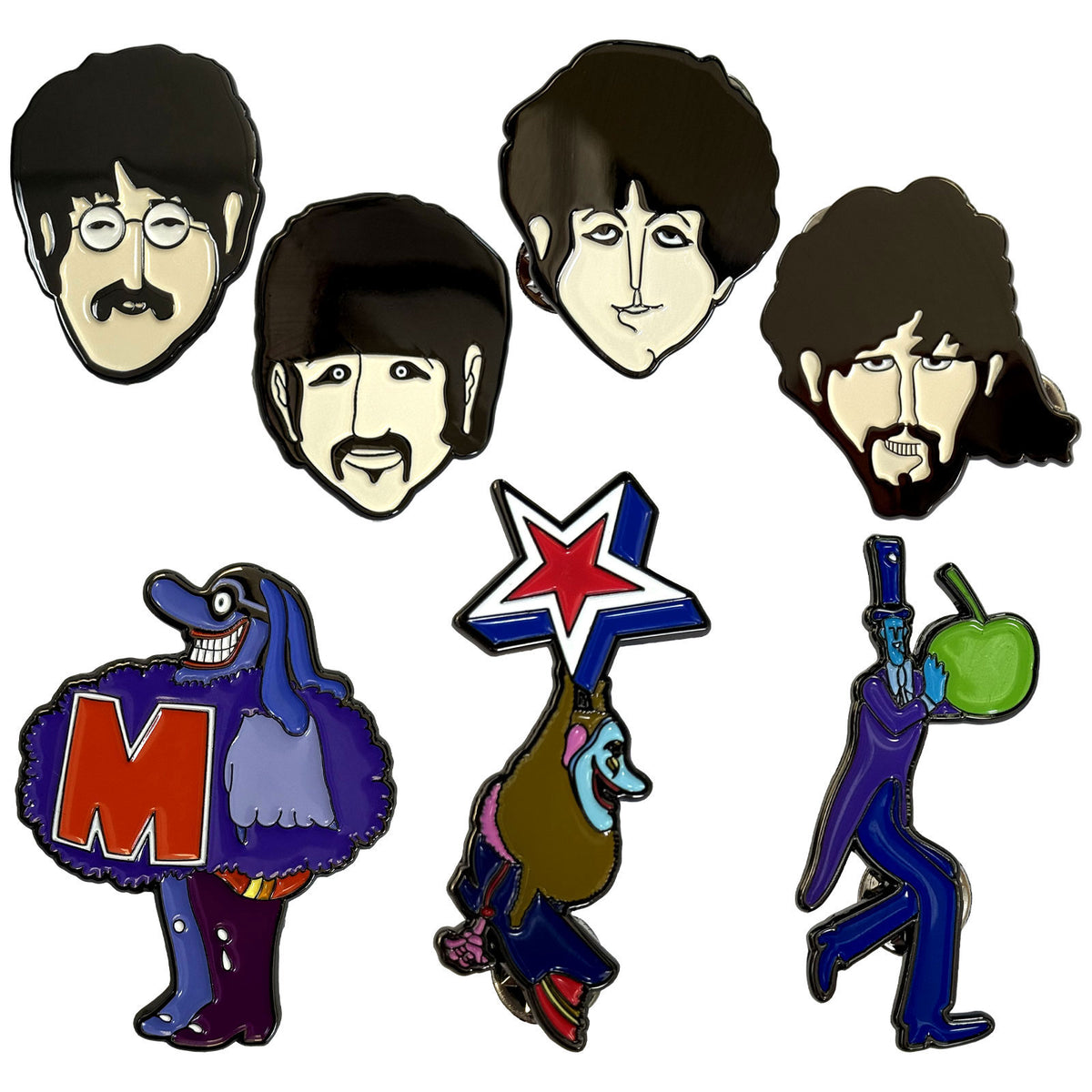 The Beatles Pin Badge Set: Yellow Submarine Characters (Mini Pins)