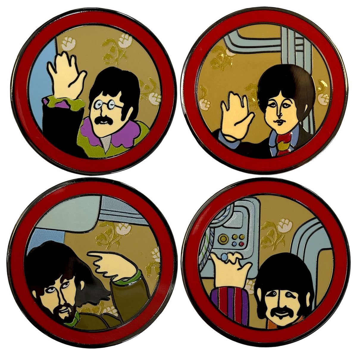 The Beatles Pin Badge Set: Yellow Submarine Portholes