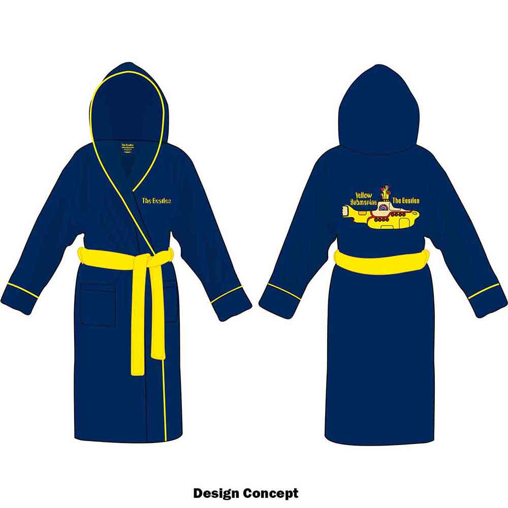 The Beatles Unisex Bathrobe: Yellow Submarine (Navy Blue) (Back Print)