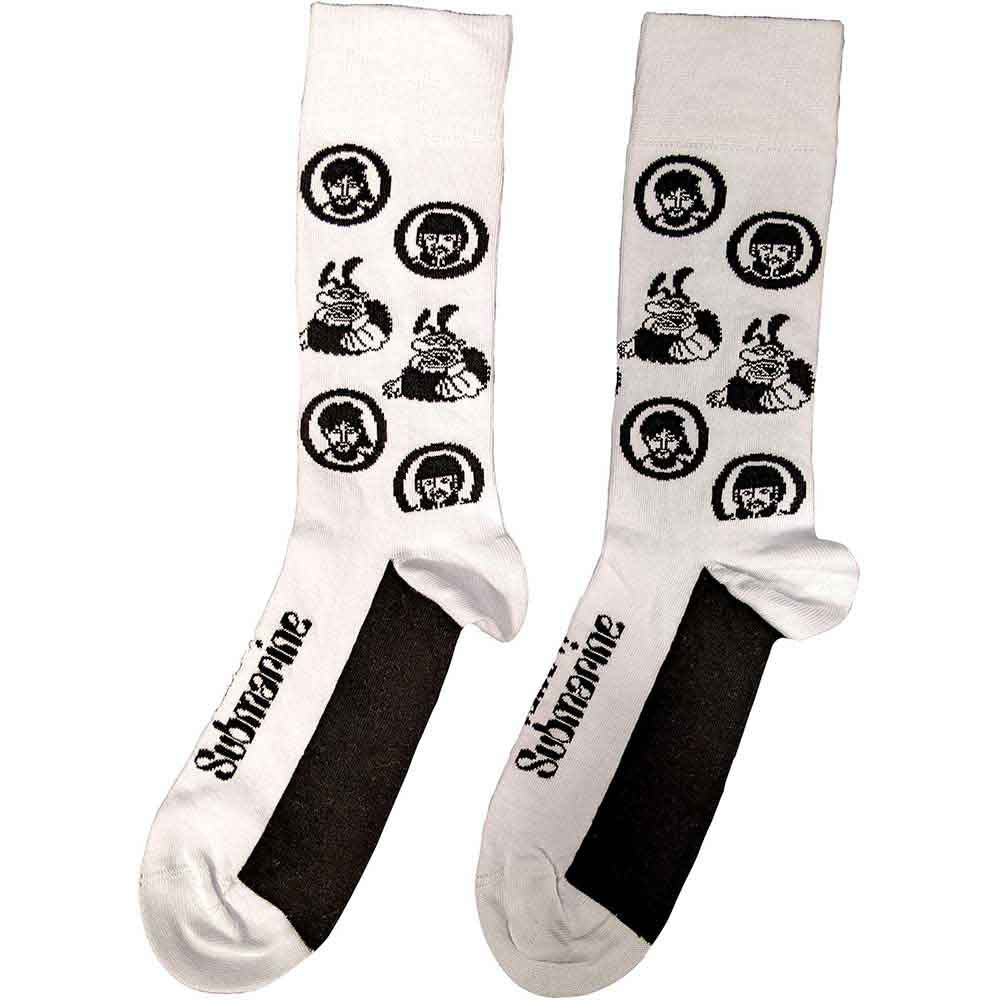 The Beatles Unisex Ankle Socks: Band & Meanies Monochrome (White) (UK Size 7 - 11)