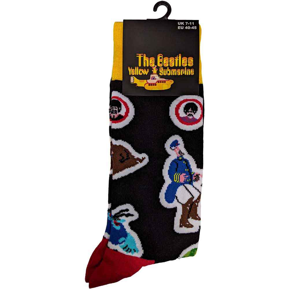 The Beatles Unisex Ankle Socks: Portholes & Characters (Black) (UK Size 7 - 11)