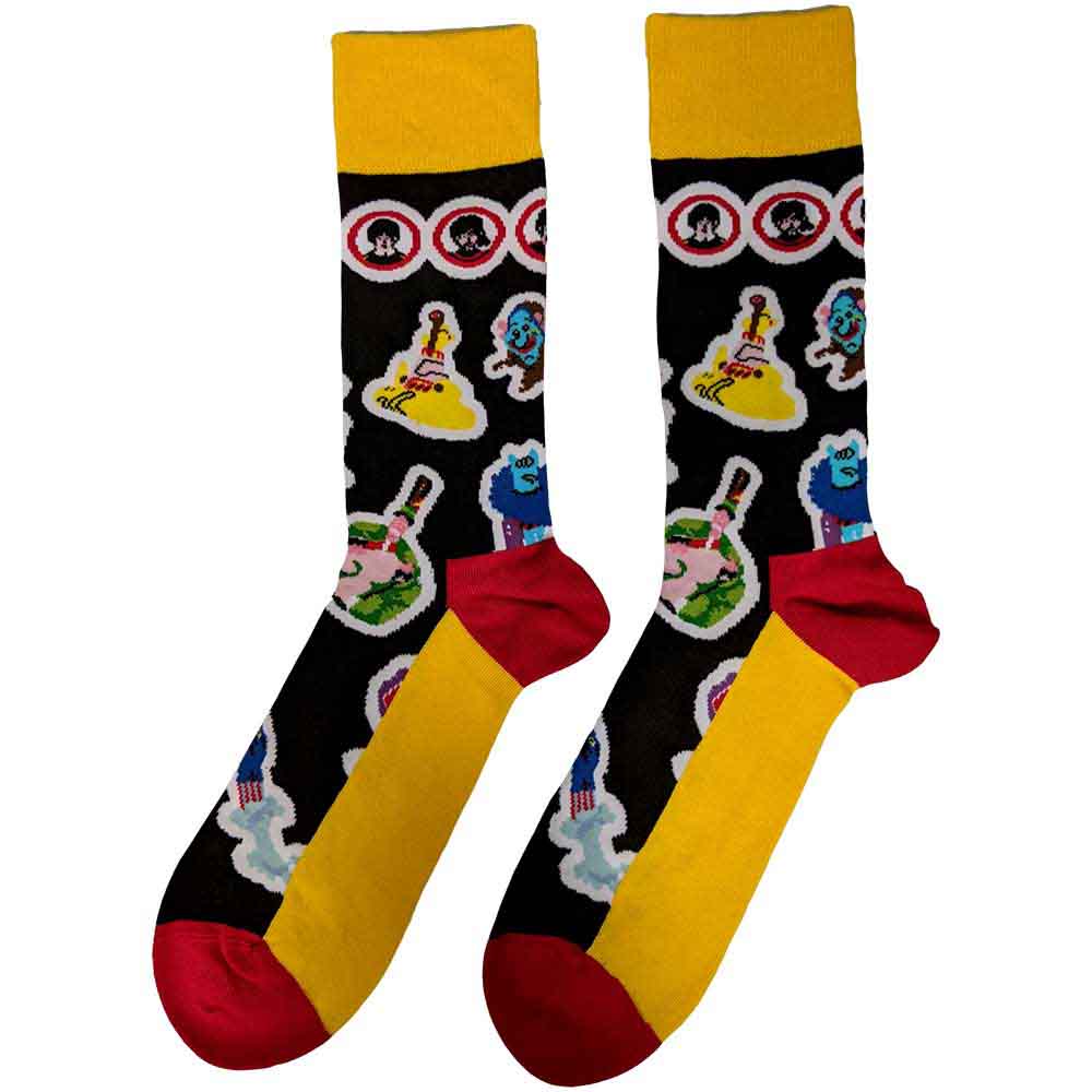 The Beatles Unisex Ankle Socks: Portholes & Characters (Black) (UK Size 7 - 11)
