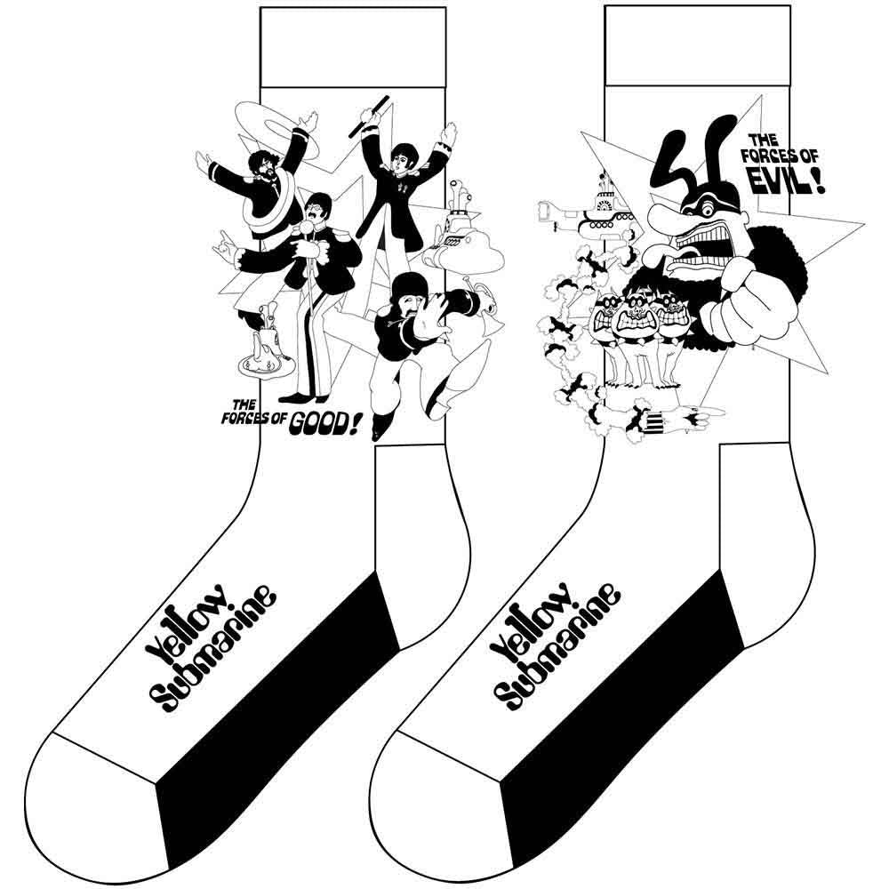 The Beatles Unisex Ankle Socks: Good v Evil (White) (UK Size 7 - 11)