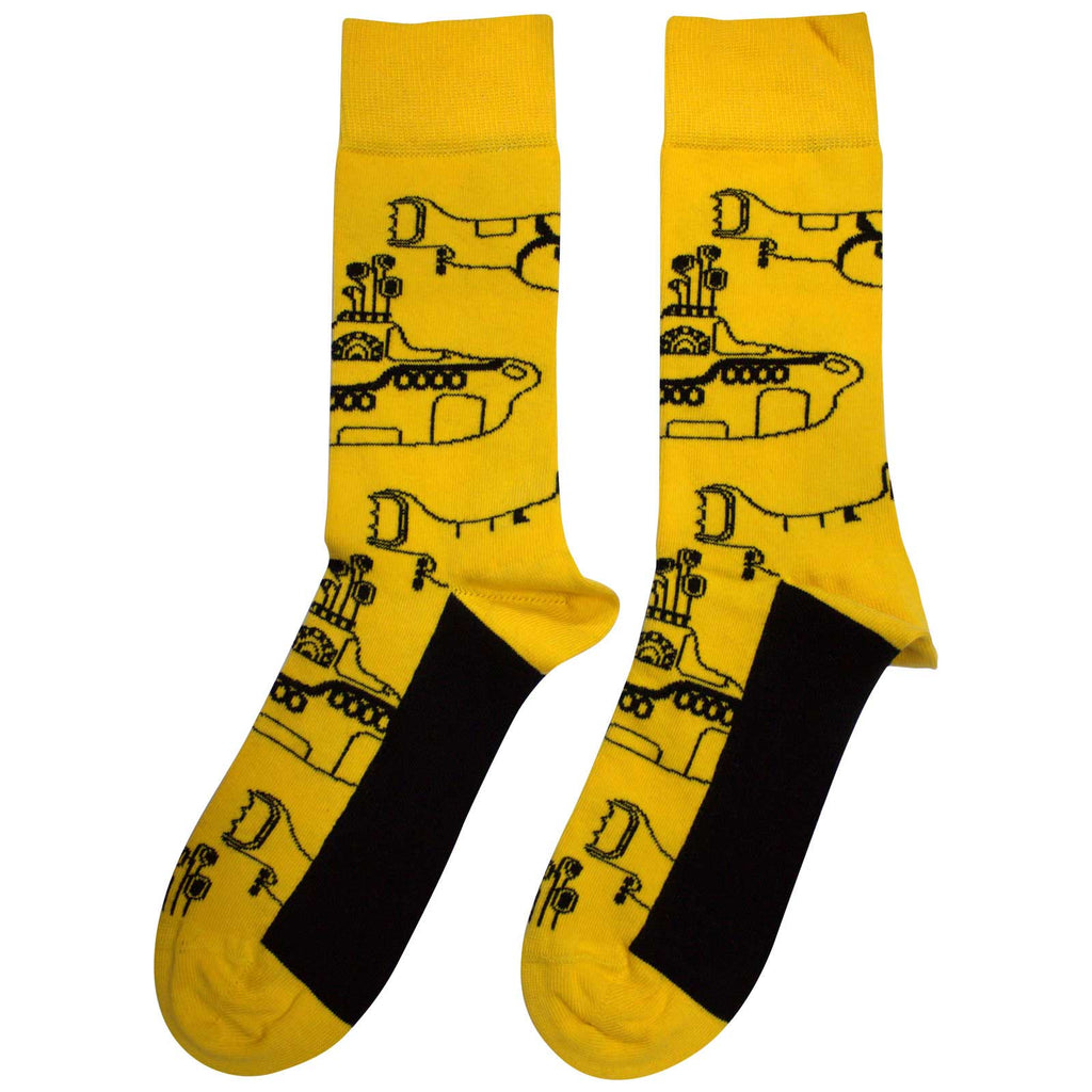 The Beatles Unisex Ankle Socks: Sub Outline Repeat (Yellow) (UK Size 7 - 11)