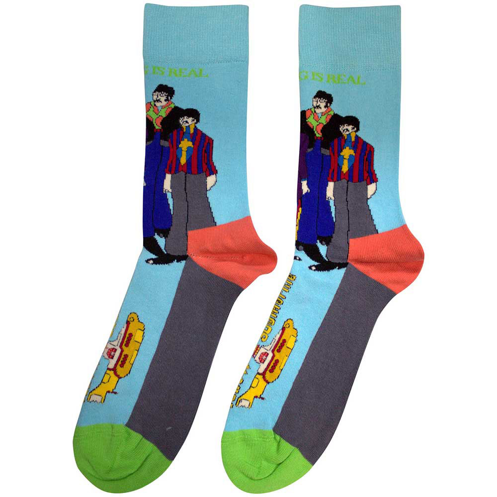 The Beatles Unisex Ankle Socks: Sub & Band (Light Blue) (UK Size 4 - 7)