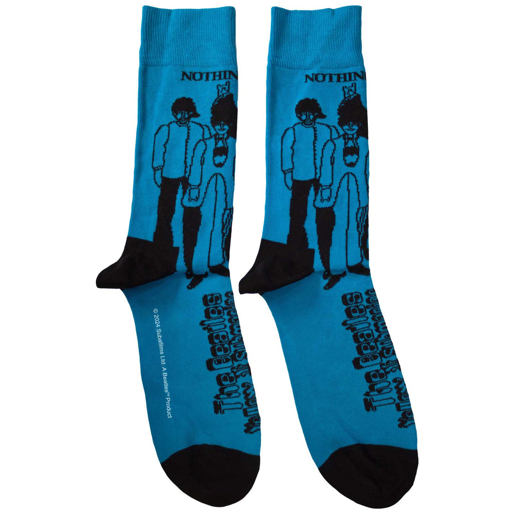 The Beatles Unisex Ankle Socks: Sub & Band Outlines (Blue)
