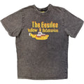 The Beatles Unisex Stone Wash T-Shirt: Logo & Sub (Charcoal Grey)