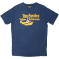 The Beatles Unisex Stone Wash T-Shirt: Logo & Sub (Denim Blue)