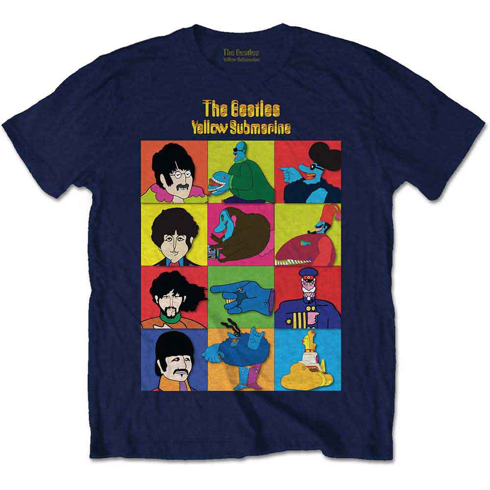 The Beatles Kids T-Shirt: Yellow Submarine Sub Characters (Navy Blue)
