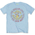 The Beatles Unisex T-Shirt: Yellow Submarine All You Need Is Love Circle Vintage (Light Blue)