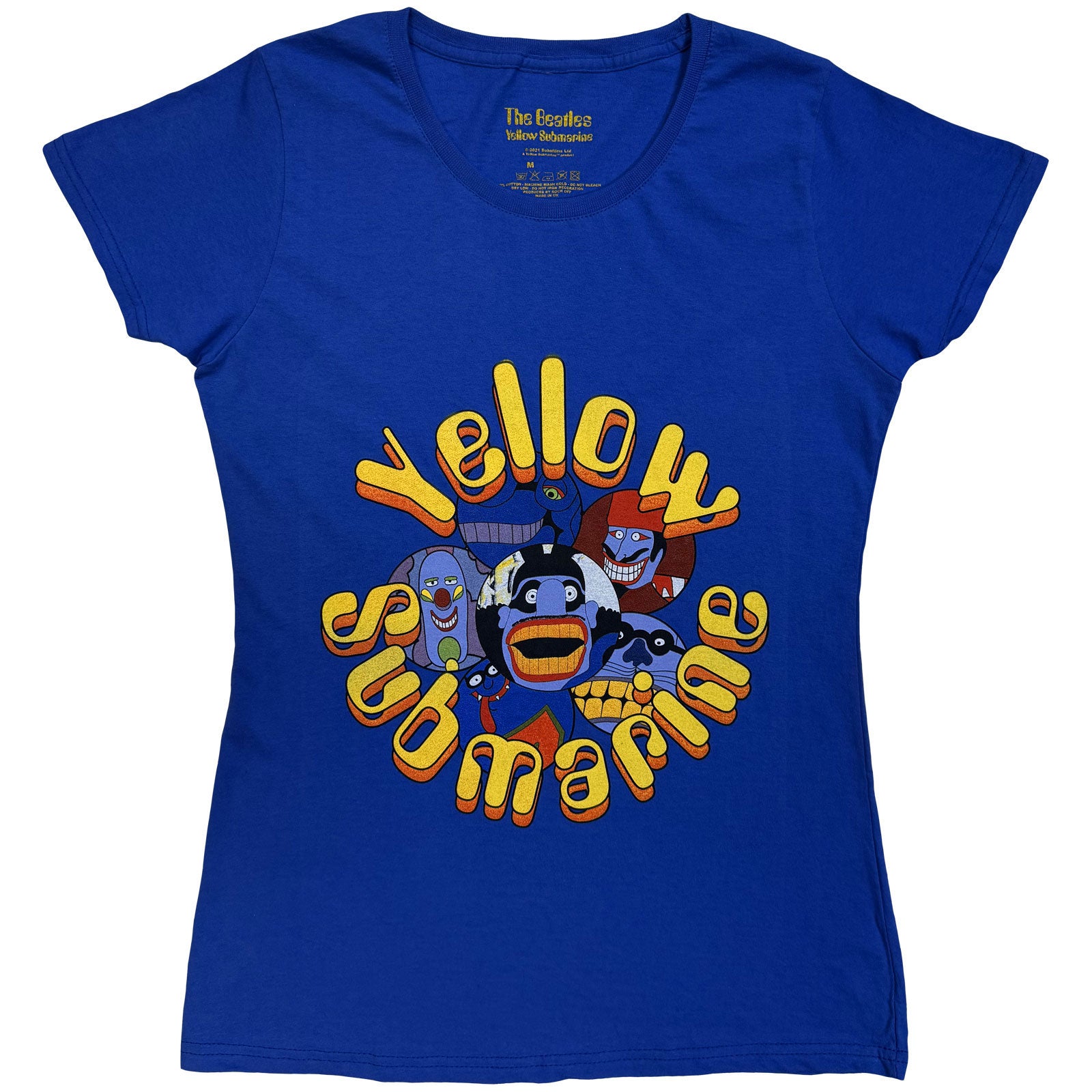 The Beatles Ladies T-Shirt: Yellow Submarine Baddies (Blue)