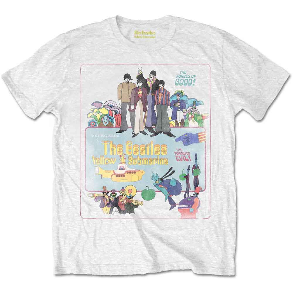 The Beatles Unisex T-Shirt: Yellow Submarine Vintage Movie Poster (White)
