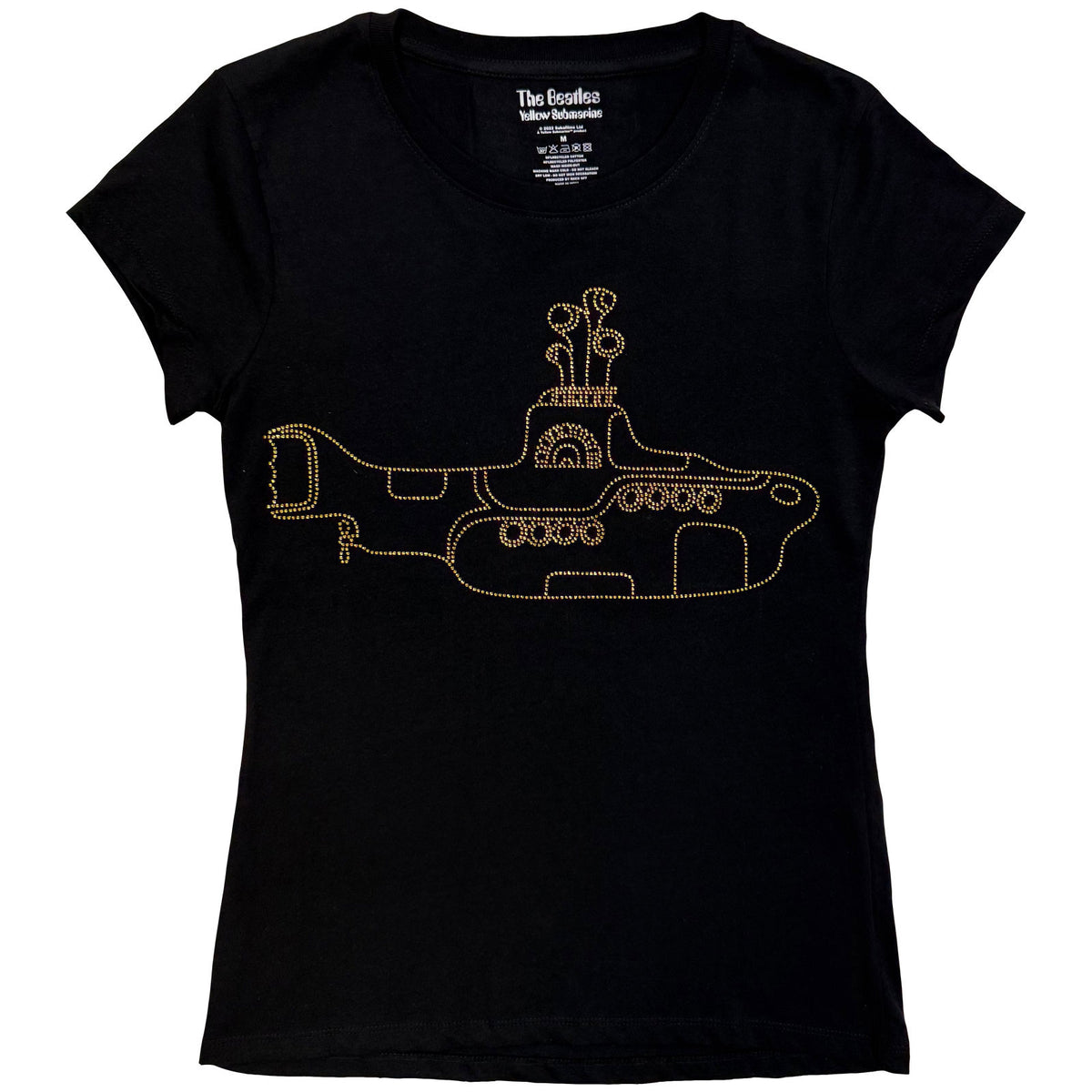 The Beatles Ladies T-Shirt: Yellow Submarine (Black) (Embellished)