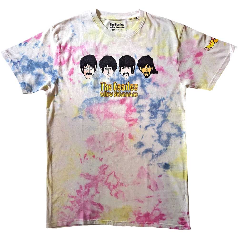 The Beatles Unisex T-Shirt: Yellow Submarine Heads & Apple Bonkers (White) (Back Print & Wash Collection)