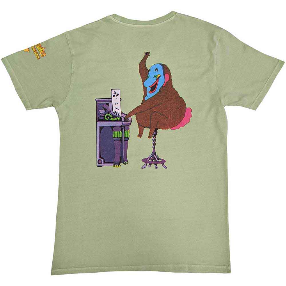 The Beatles Unisex T-Shirt: Yellow Submarine Magic Piano (Green) (Back Print)
