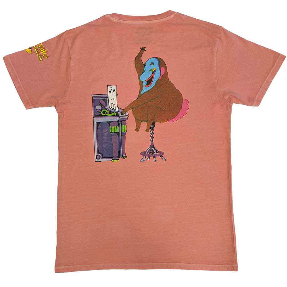 The Beatles Unisex T-Shirt: Yellow Submarine Magic Piano (Pink) (Back Print)