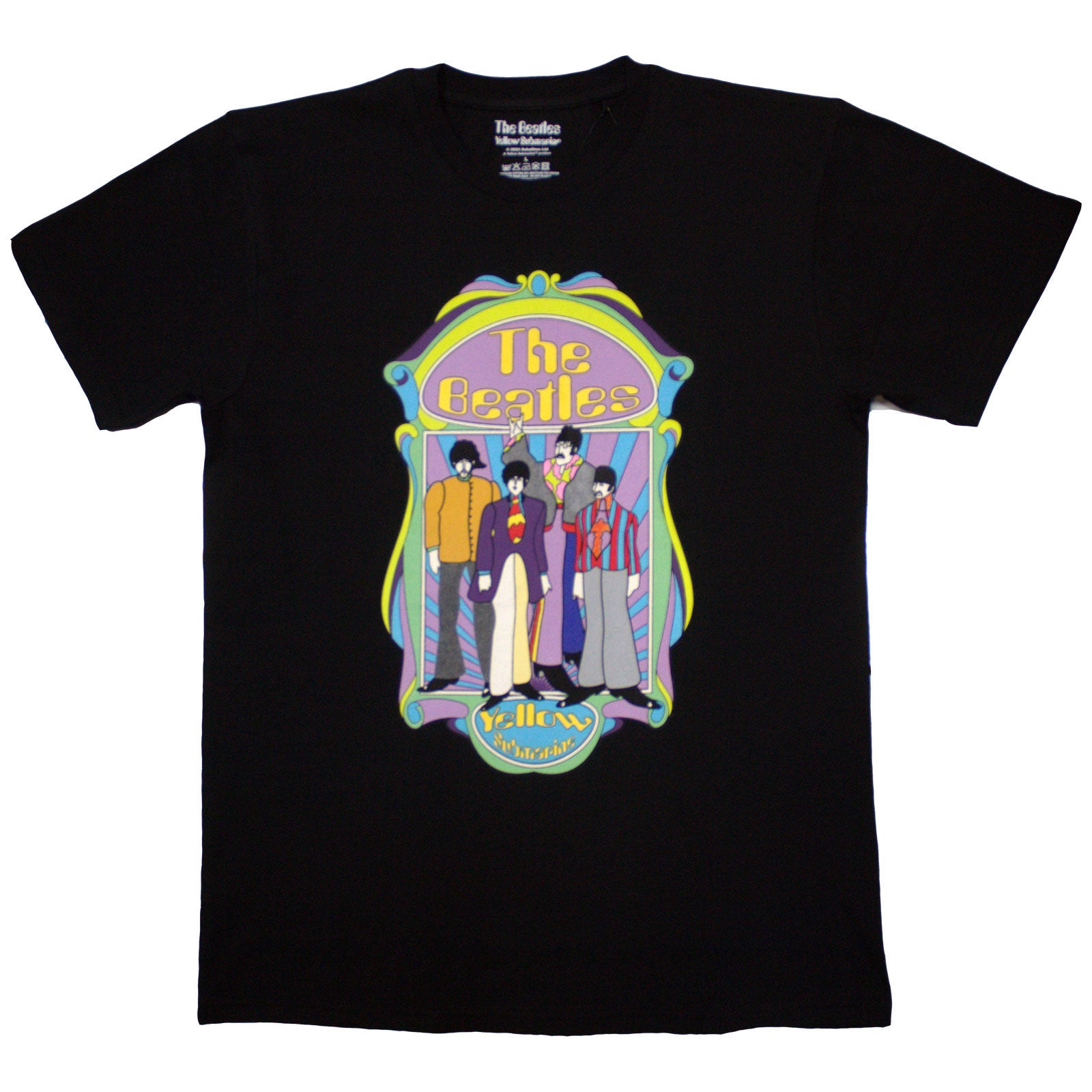 The Beatles Unisex T-Shirt: Yellow Submarine Sub Band Frame v2 (Black)