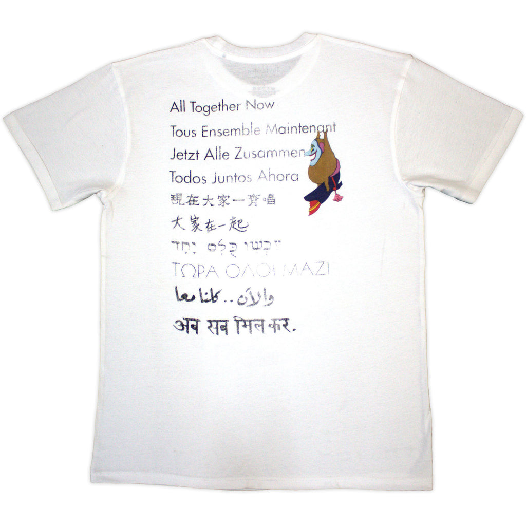 The Beatles Unisex T-Shirt: Yellow Submarine Heads Collage / ATN (White) (Back Print)