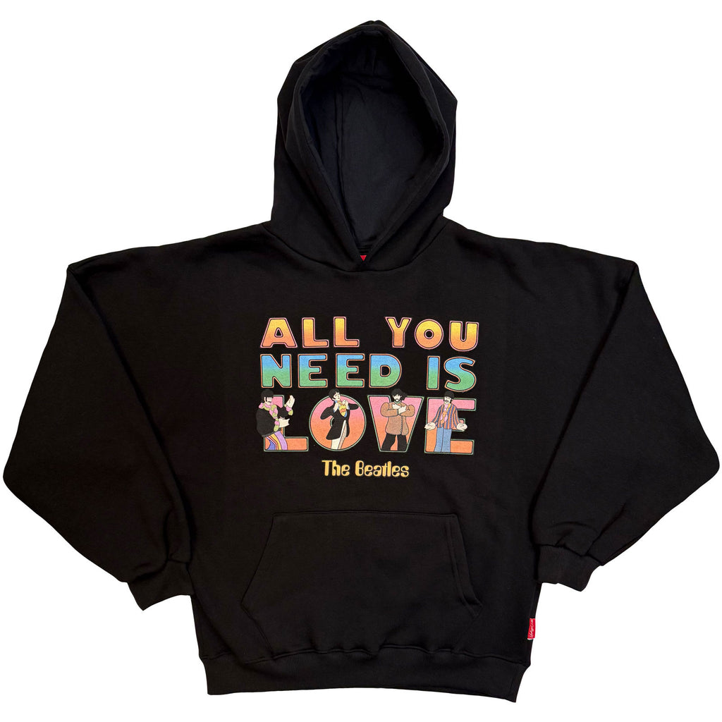 The Beatles Ladies Unplugged Pullover Hoodie: AYNIL Stacked (Black)