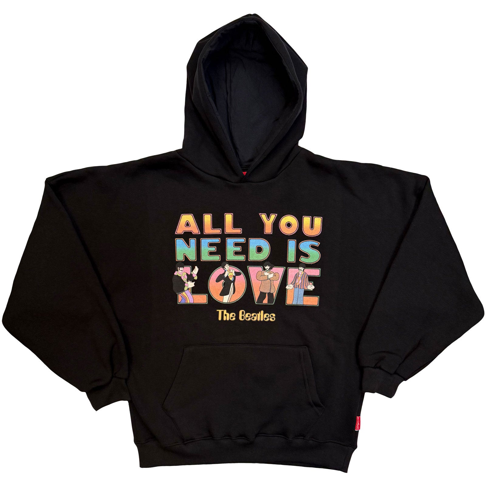 The Beatles Ladies Unplugged Pullover Hoodie: AYNIL Stacked (Black)