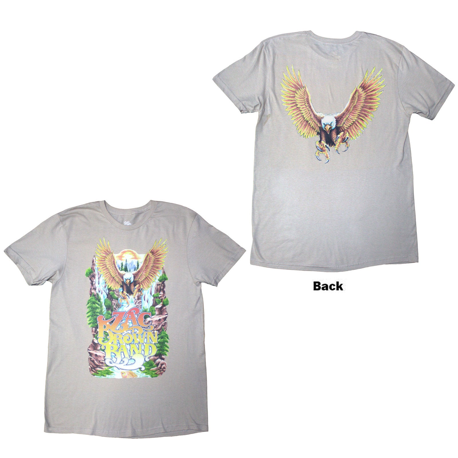 Zac Brown Band Unisex T-Shirt: Eagle (Natural) (Back Print)