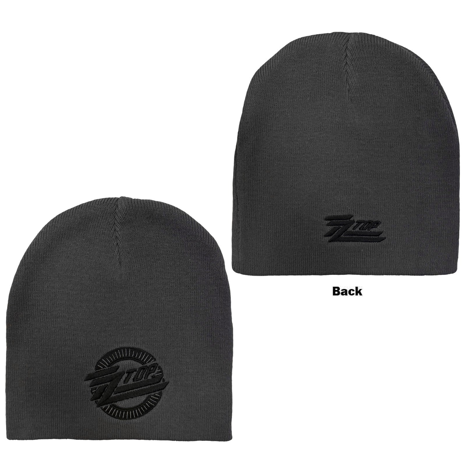 ZZ Top Unisex Beanie Hat: Circle Logo (Grey) (Back Print)