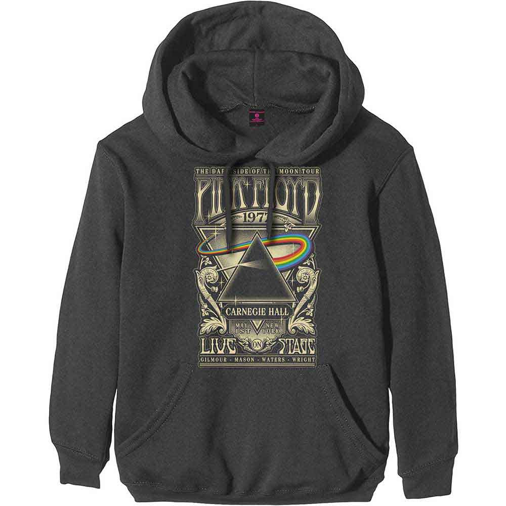 Pink Floyd Unisex Pullover Hoodie: Carnegie Hall Poster (Charcoal Grey)