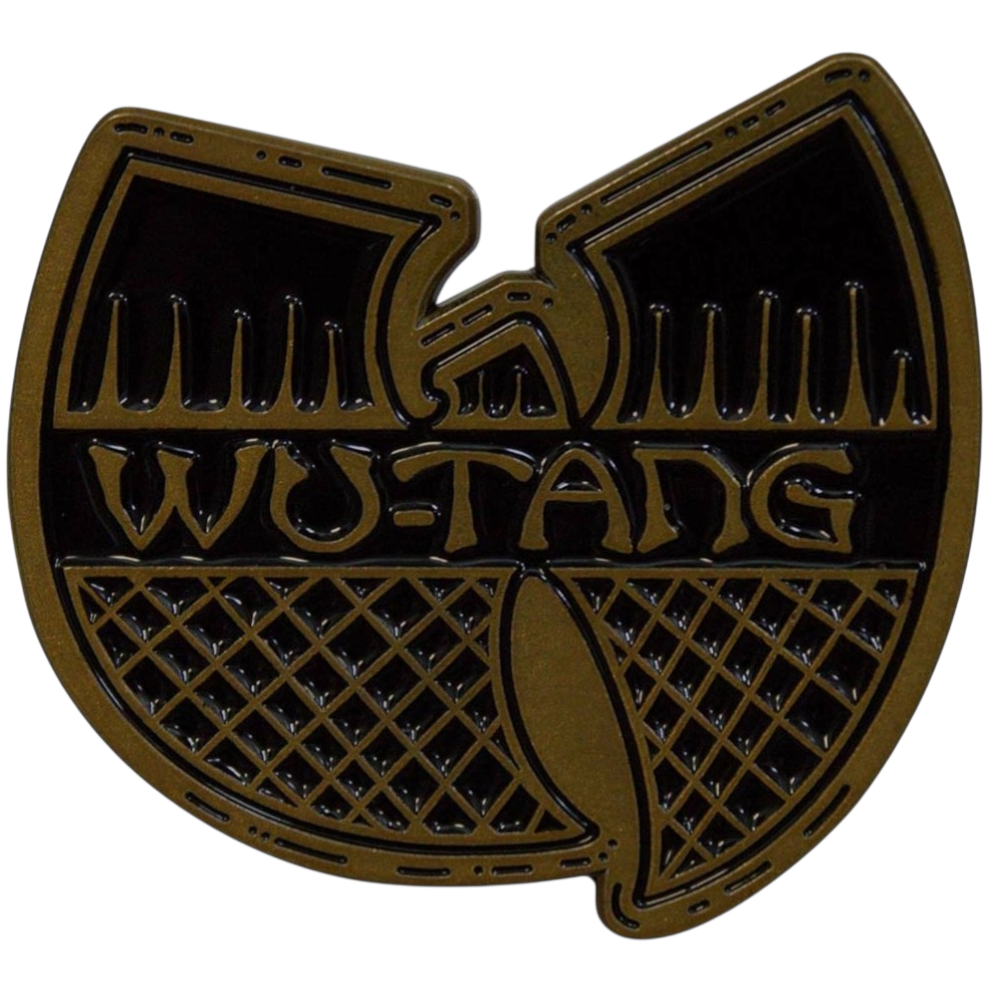Official Licensed Wu-Tang Clan 'Black & Gold Logo' Pin Badge - Antiqued Gold Plated (White Available)