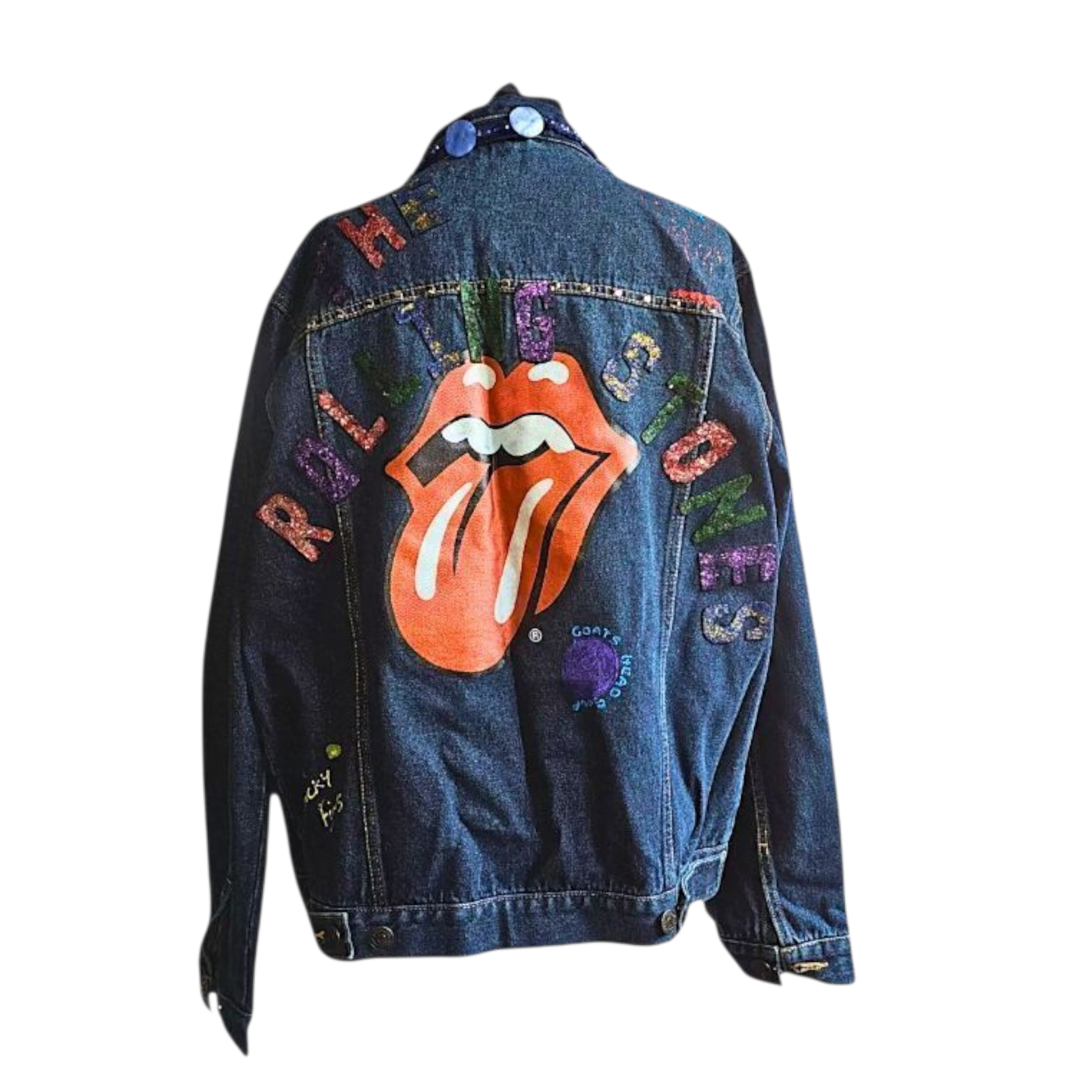Customised Official Rolling Stones Denim Jacket - Size L