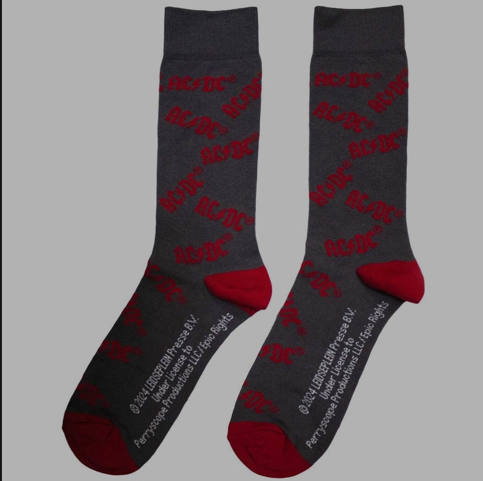 AC/DC Logo Pattern Ankle Socks – Official Licensed Charcoal Grey Socks 6-11