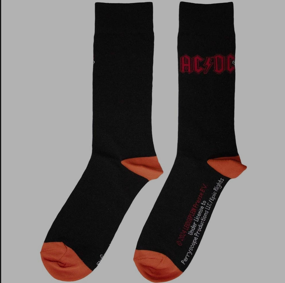 AC/DC Red Logo Ankle Socks – Official Licensed Black Socks