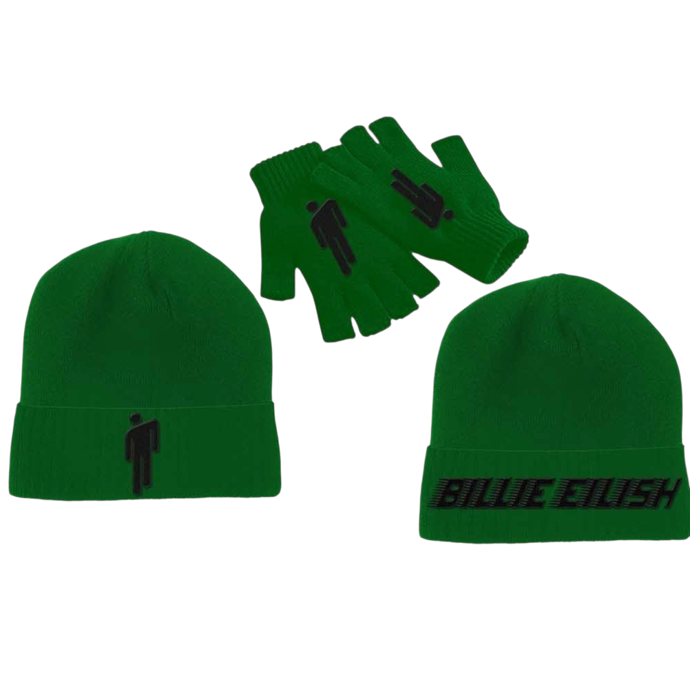 Billie Eilish ‘Blohsh’ Beanie & Glove Set – Official Licensed Unisex Headwear