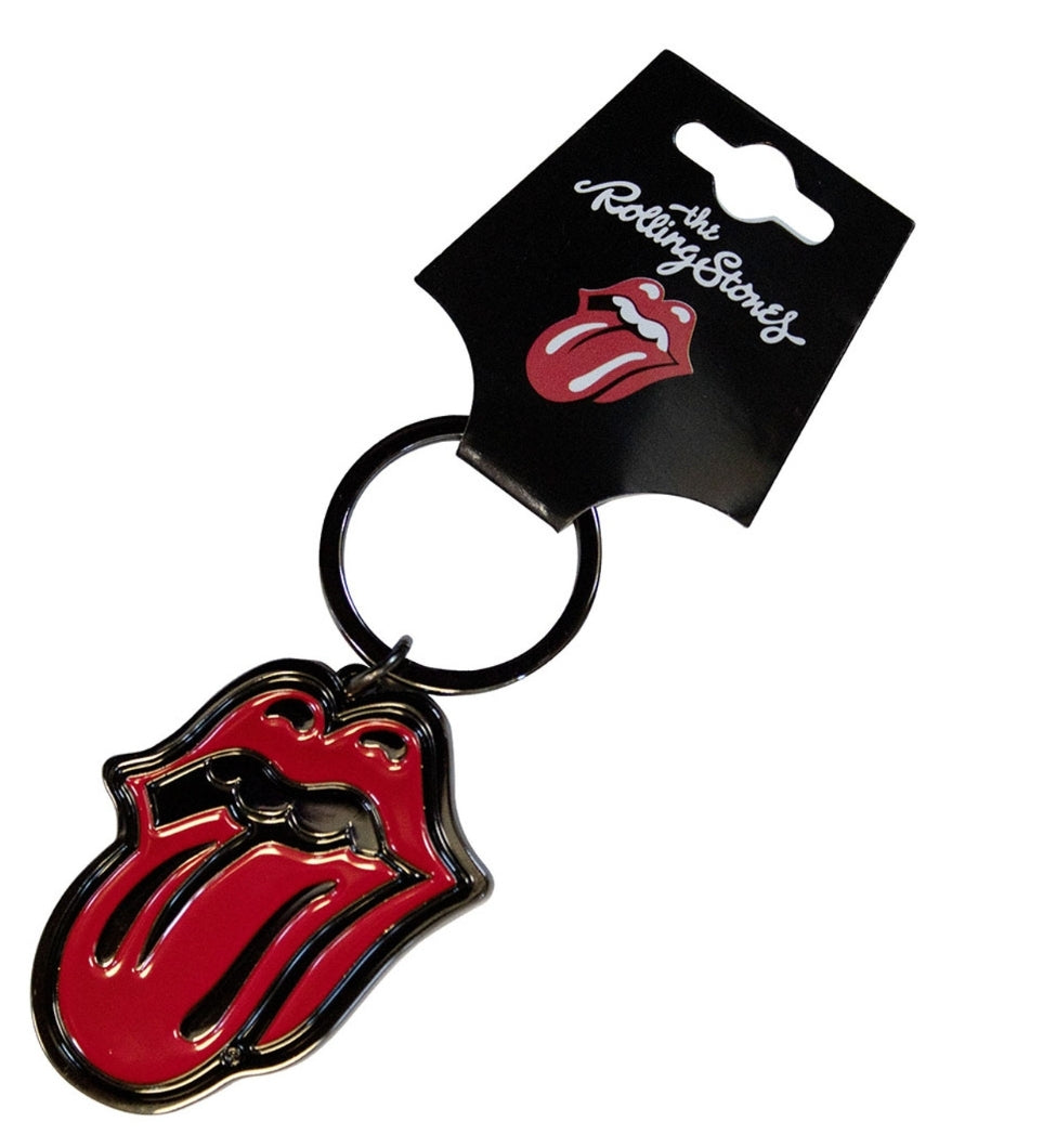Porte-clés officiel The Rolling Stones « Classic Tongue Black » – Plaqué nickel noir | Cadeau rock