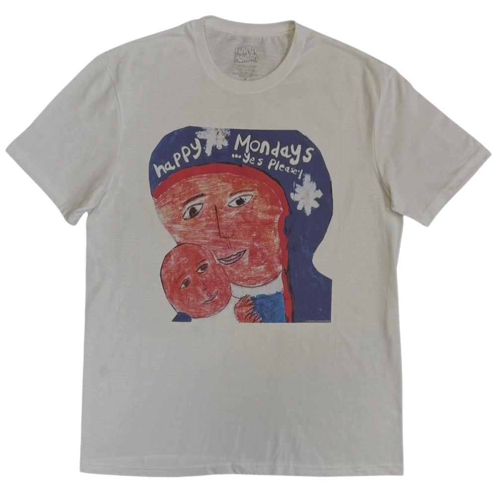 Official Licensed Happy Mondays 'Yes Please' T-Shirt - Unisex White Front Print