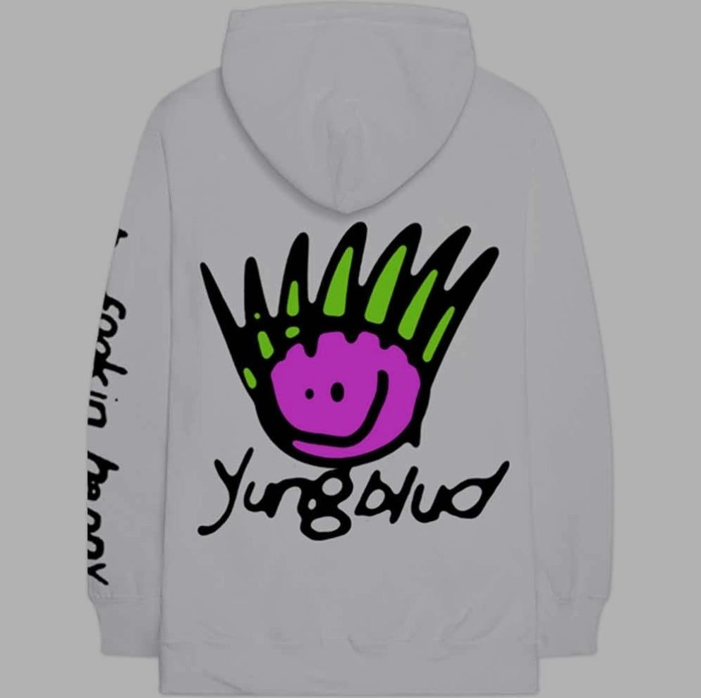 Official Licensed Yungblud 'Face' Pullover Hoodie - Unisex White Front & Back Print
